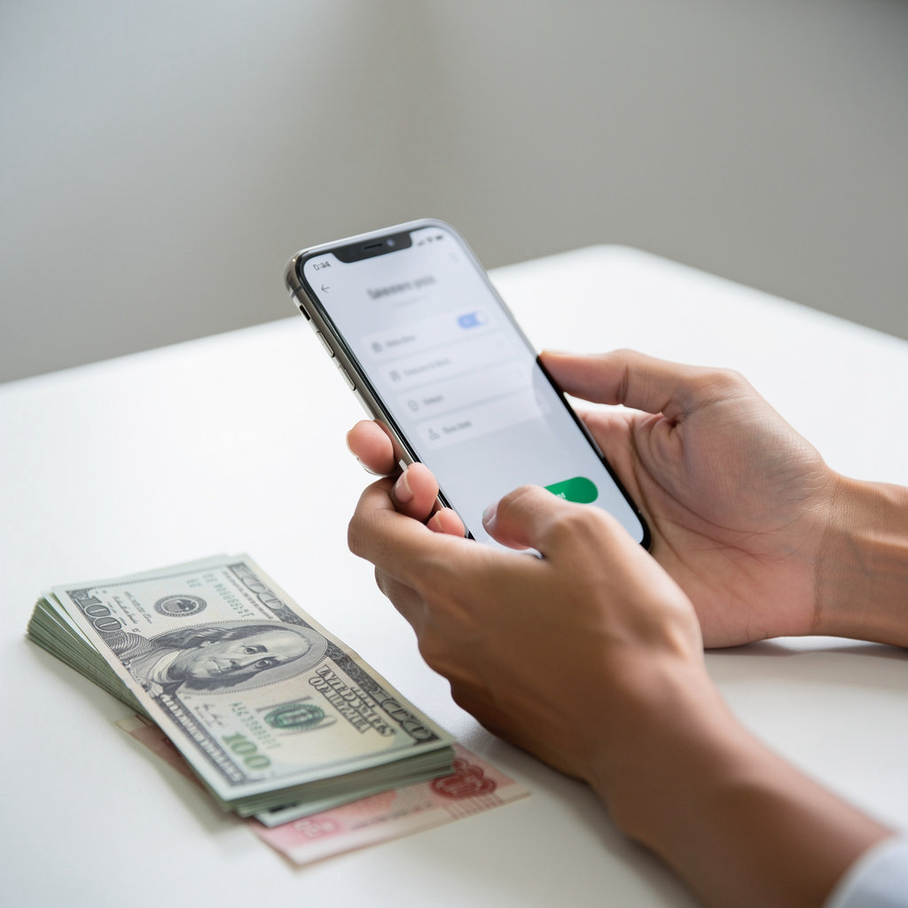 Le Goi Tien Nhanh specialist assisting a customer with a secure money transfer to Vietnam